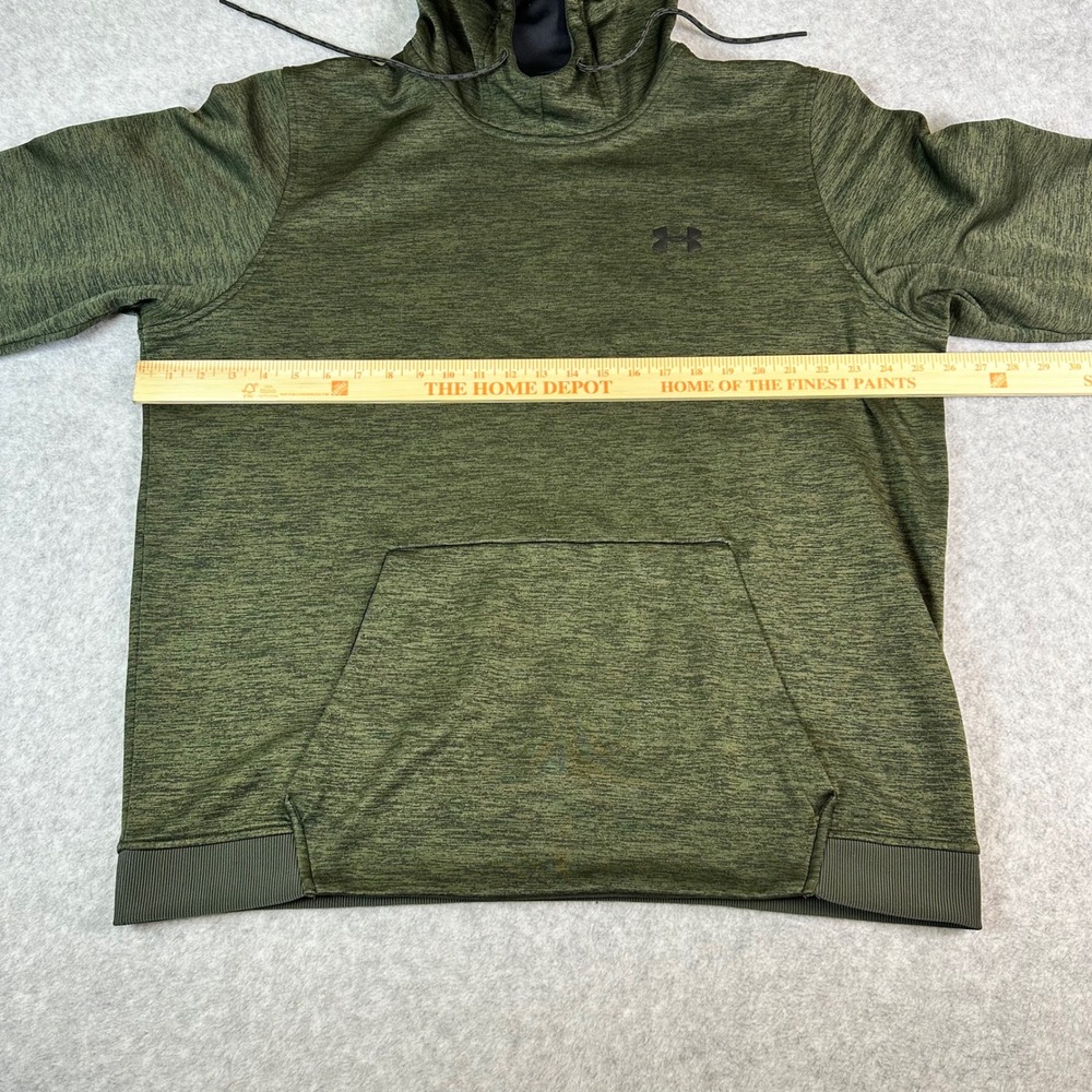 Under Armour ColdGear Hoodie Mens XXL Green Heathered Pullover Sweatshirt Loose - Picture 3 of 15
